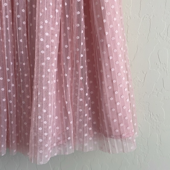 Epic Threads Tulle Pleated Tulle Polka Dot Balletcore Baby Pink Midi Skirt Large - Picture 3 of 8